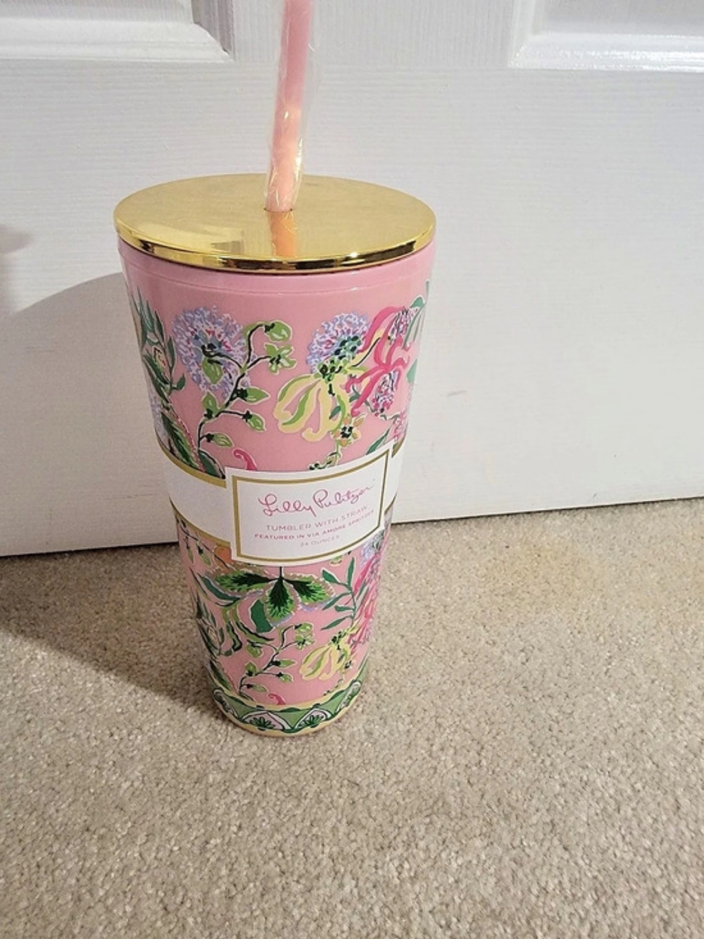 Lilly Pulitzer 24 oz Acrylic Tumbler with Straw, Via Amore Spritzer Via Amore